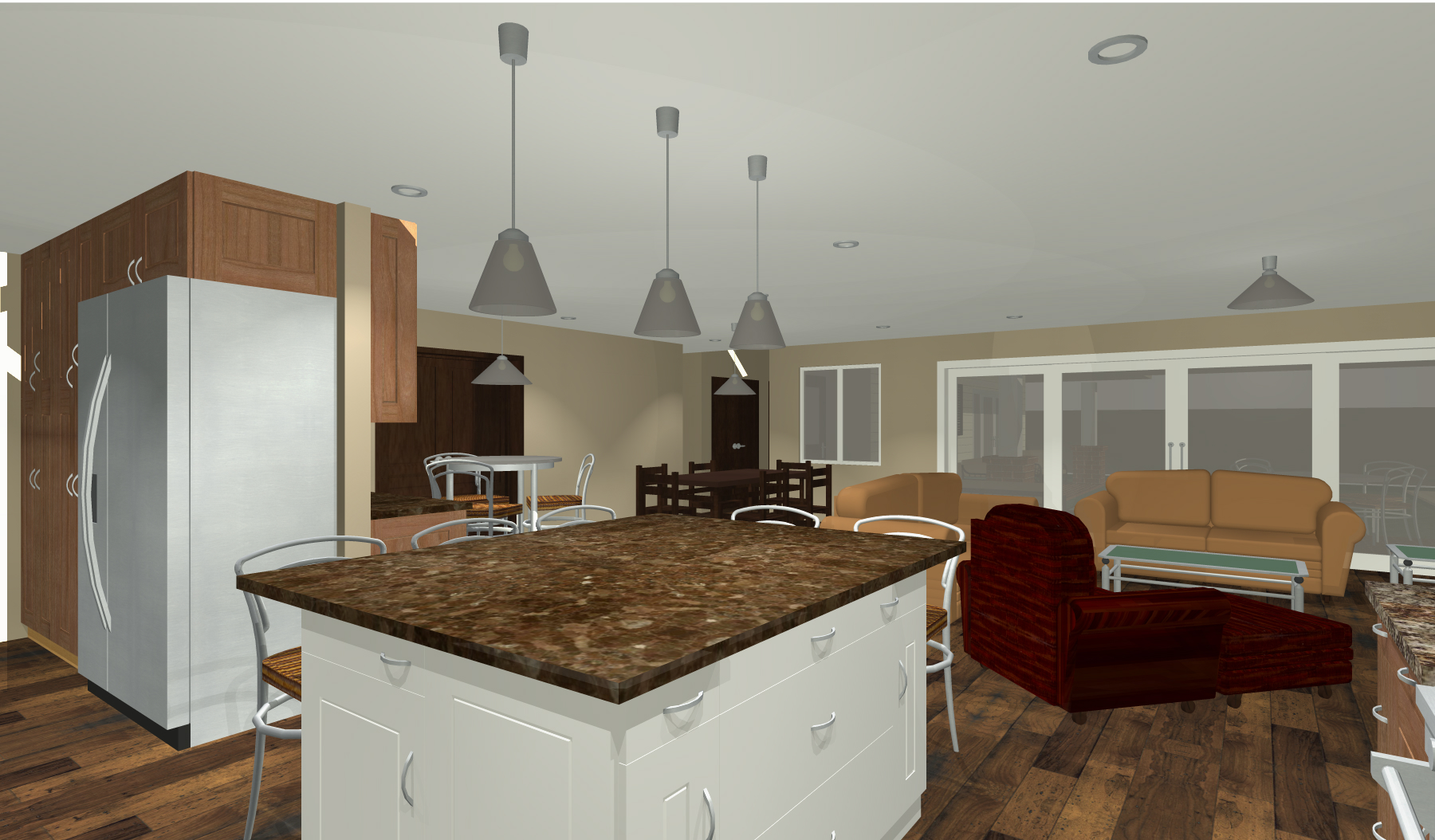 Island & Living Room